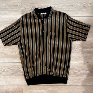 Cuzzens Vintage Striped Black and Brown Polo Shirt Made in Italy